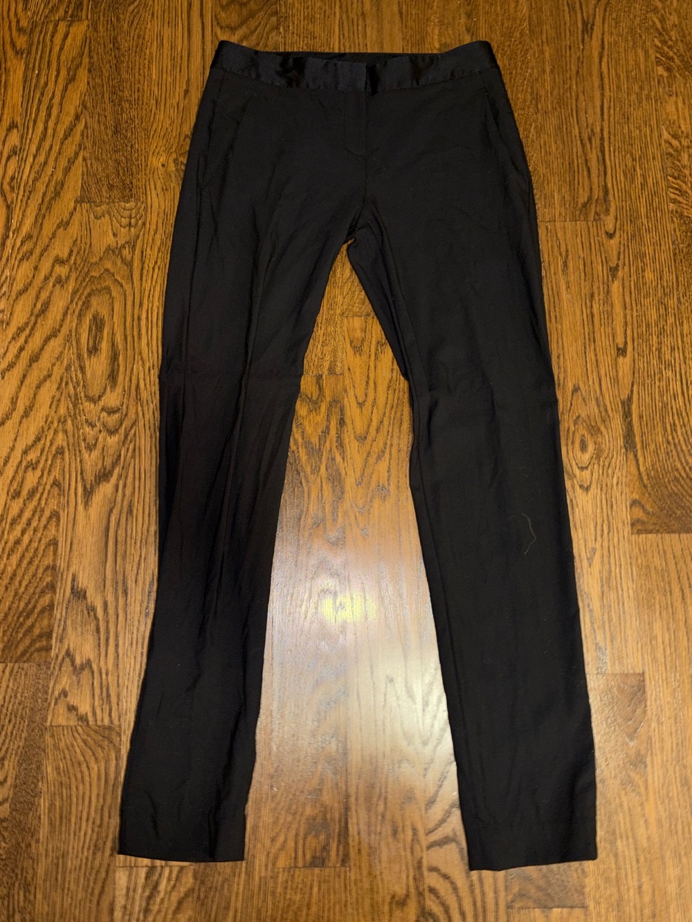 THEORY Wool-Blend Contrast Waistband Slim Straight Tailored Trouser Pants